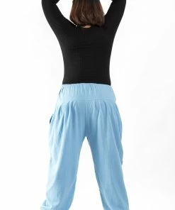 HaremPants.com Plus Size Genie Women's Cotton Harem Pants In Light Blue