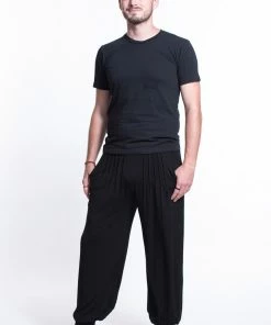 HaremPants.com Cotton Men Harem Pants In Solid Black