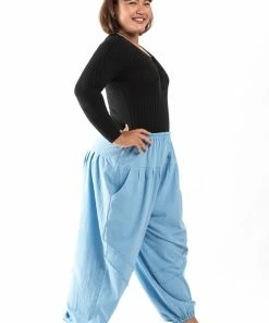 HaremPants.com Plus Size Genie Women's Cotton Harem Pants In Light Blue