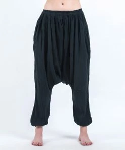 HaremPants.com Women's Crinkled Hill Tribe Cotton Harem Pants In Black