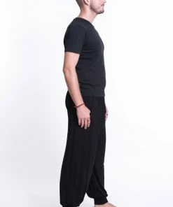 HaremPants.com Cotton Men Harem Pants In Solid Black