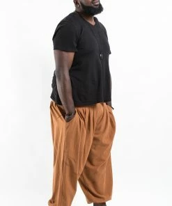 HaremPants.com Plus Size Genie Men's Cotton Harem Pants In Brown
