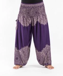 HaremPants.com Plus Size Floral Mandalas Women's Harem Pants In Purple