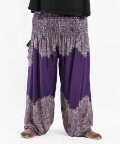 HaremPants.com Plus Size Floral Mandalas Men's Harem Pants In Purple