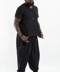 HaremPants.com Plus Size Genie Men's Cotton Harem Pants In Black