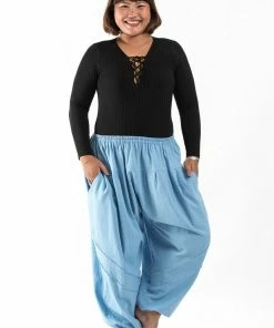 HaremPants.com Plus Size Genie Women's Cotton Harem Pants In Light Blue