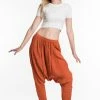 HaremPants.com Women's Crinkled Hill Tribe Cotton Harem Pants In Orange