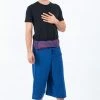 HaremPants.com Men's Cropped Fisherman Pants With Pattern Waist Band In Blue