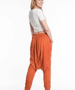 HaremPants.com Women's Crinkled Hill Tribe Cotton Harem Pants In Orange