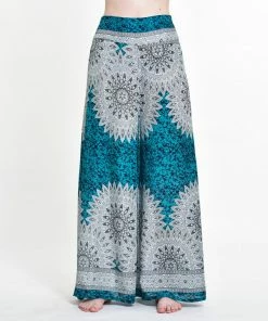 HaremPants.com Women's Marble Mandalas Palazzo Style Harem Pants In Turquoise