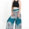 HaremPants.com Women's Marble Mandalas Palazzo Style Harem Pants In Turquoise
