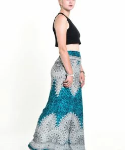 HaremPants.com Women's Marble Mandalas Palazzo Style Harem Pants In Turquoise