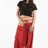 HaremPants.com Pinstripe Cotton Low Cut Women's Harem Pants With Elephant Trim In Red