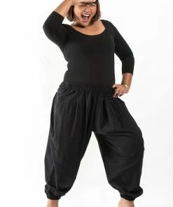 HaremPants.com Plus Size Genie Women's Cotton Harem Pants In Black