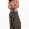HaremPants.com Pinstripe Cotton Low Cut Men's Harem Pants With Elephant Trim In Brown
