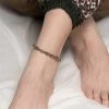 HaremPants.com Handmade Anklets Hand Made Fair Trade Anklet Waxed Cotton Silver Beads Brown