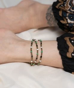 HaremPants.com Handmade Anklets Hand Made Fair Trade Anklet Three Strand Brass Beads Multi