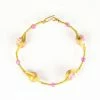 HaremPants.com Pink Harem Pants Wired Brass Bracelet With Pink Marble Beads