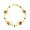 HaremPants.com Wired Brass Bracelet With Purple Marble Beads
