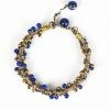 HaremPants.com Blue Harem Pants Wired Gold Yarn Bracelet With Brass And Blue Beads