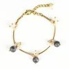 HaremPants.com Black Harem Pants Brass Bracelet With Brass And Black Stone Beads