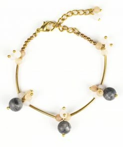 HaremPants.com Black Harem Pants Brass Bracelet With Brass And Black Stone Beads