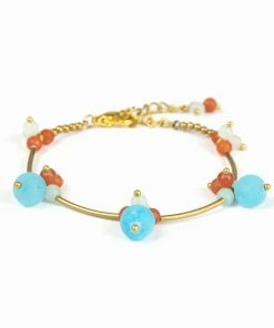 HaremPants.com Blue Harem Pants Brass Bracelet With Brass And Blue Stone Beads