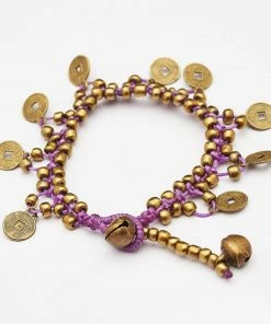 HaremPants.com Summer Super Sale 2022 Chinese Coin Waxed Cotton Bracelets In Violet