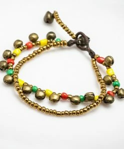 HaremPants.com Brass Bell And Multi Bead Double Strand Bracelets