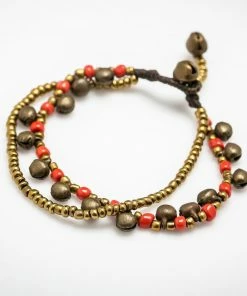 HaremPants.com Summer Super Sale 2022 Brass Bell And Red Bead Double Strand Bracelets