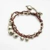 HaremPants.com Silver Color Bell Waxed Cotton Bracelets In Brown Handmade Bracelets