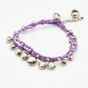HaremPants.com Silver Color Bell Waxed Cotton Bracelets In Violet Handmade Bracelets