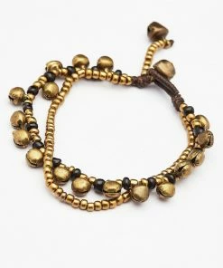 HaremPants.com Summer Super Sale 2022 Brass Bell And Black Bead Double Strand Bracelets
