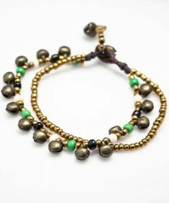 HaremPants.com Brass Bell And Multi Bead Double Strand Bracelets