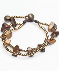 HaremPants.com Brass Bead And Tiger Eye Stone Double Strand Bracelets