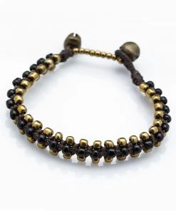 HaremPants.com Black Harem Pants Triple Brass Beads Bracelet With Black Beads