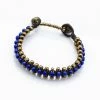 HaremPants.com Triple Brass Beads Bracelet With Blue Beads Blue Harem Pants