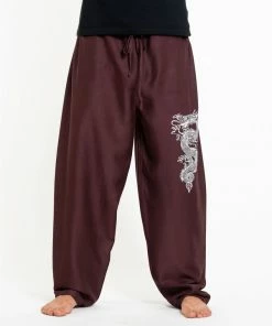 HaremPants.com The Dragon Men's Thai Yoga Pants In Brown