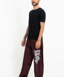 HaremPants.com The Dragon Men's Thai Yoga Pants In Brown