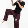 HaremPants.com Chinese Writing Men's Thai Yoga Pants In Brown