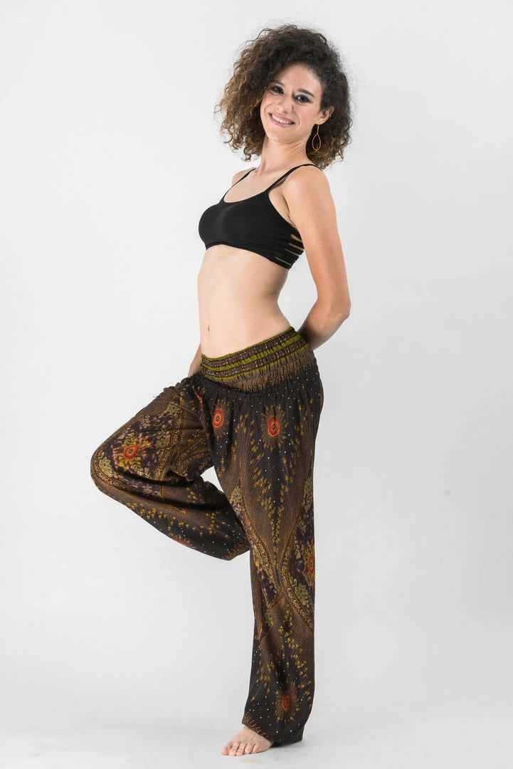 HaremPants.com Peacock Eye Women's Harem Pants In Brown 3 HaremPants.com Peacock Eye Women's Harem Pants In Brown