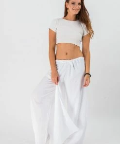 HaremPants.com Women's Thai Harem Double Layers Palazzo Pants In Solid White