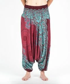 HaremPants.com Geometric Mandalas Jumpsuit Harem Pants In Red Women's