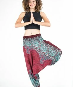 HaremPants.com Geometric Mandalas Jumpsuit Harem Pants In Red Women's