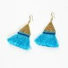 HaremPants.com Blue Tassels Brass Earrings Blue Harem Pants
