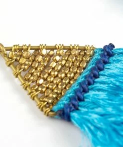 HaremPants.com Blue Tassels Brass Earrings Blue Harem Pants