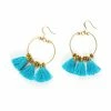 HaremPants.com Circle Blue Tassels Brass Earrings