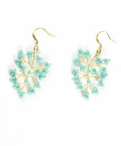 HaremPants.com Grape Light Blue Beads Brass Earrings Blue Harem Pants