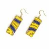 HaremPants.com Rectangle Yellow Beads Brass Earrings