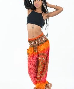 HaremPants.com Tribal Chakras Women's Harem Pants In Orange
